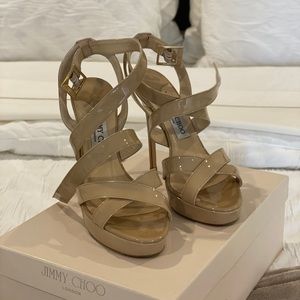 Jimmy Choo 247VAMP Patent Leather Nude SIZE 37